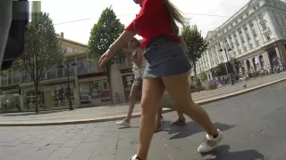 upskirt brunette thick legs and jeans skirt