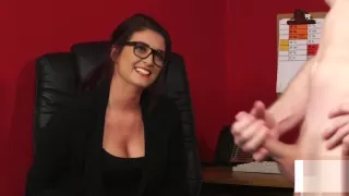 CFNM office voyeur enjoys wanking session