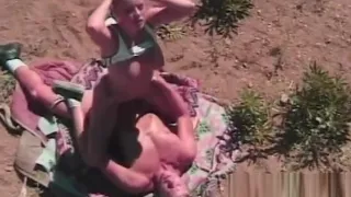 Busty blonde teen banging outdoor