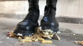 Crush some snack and hamburger with Dr. Martens