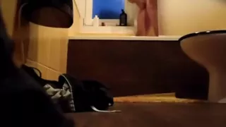 Hidden cam - my Brother's friend taking his shower after sport