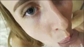 Teen Sucks a Big Dick Until it Shoots All Over Her Face