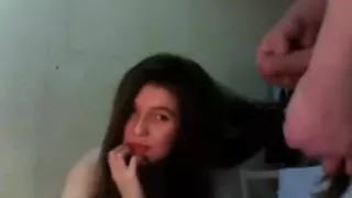Sexy Teen Hairjob and Cum in Hair, Long Hair, Hair