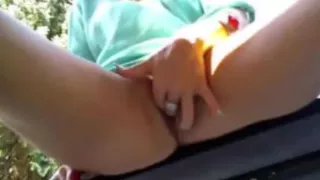 Amazing Girlfriend Fingering Her Muff Outdoors