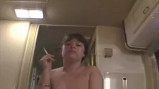 Becky Sue smokes after sucking cock