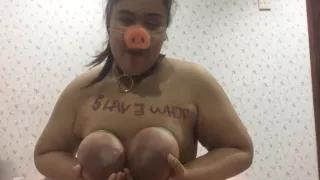 BDSM Slave pig nose and deepthroat