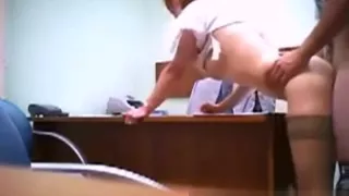 Young skinny teen secretary in stockings. Office anal