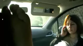 german girl offers her stinky feet for a ride
