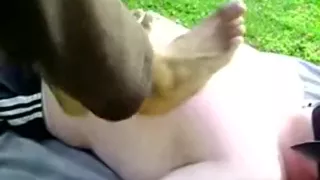 Chest and belly massage with feet