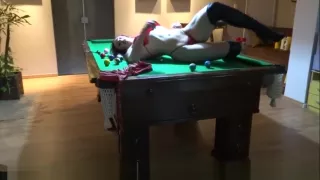 Striptease at the billiard table - Hot brazilian striper hot ass