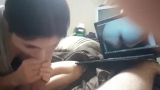 wife made blowjob while husband watched porn