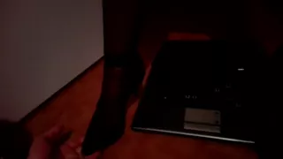 notebook crushing by high heels