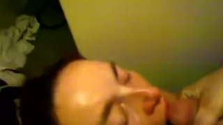 Cheating slut swallows cum on her knees in bathroom