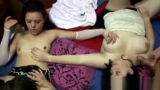 Brunette Fucked At Gang Bang