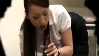 Striking Japanese Lady With Wonderful Boobs Works Her Lips