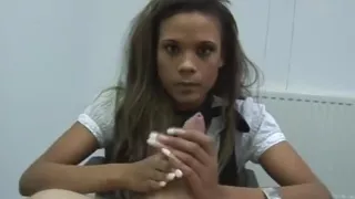 Keisha gives a harsh handjob