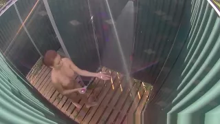 BUSTY GIRL Wearing Swimsuit in Pool Cabin