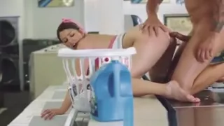 The Spinning Action Turns Her On At The Laundromat