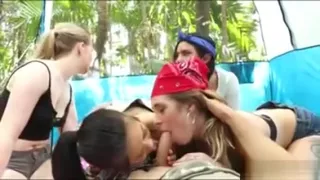 Teen Besties Group Sex With Lucky Dude In A Camping Area