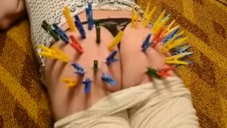 Punishment my self with clamps