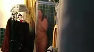 Spy footage of my BBW mum in the shower