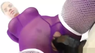 Riding a dildo in pantyhose