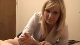 Blond Lucy gives a harsh handjob