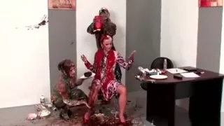 Brunette Gets Caked In Wam