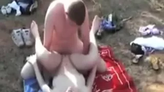 Russian Couple Having Sex Outdoors In Nature