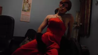 Getting horny in my sexy red prom dress part 2