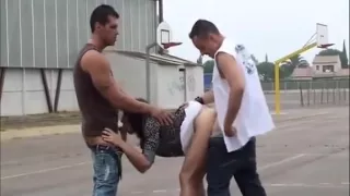 BASKETBALL court PUBLIC threesome