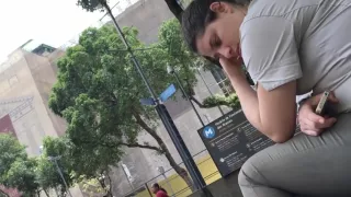 Candid girl dirty pink soles