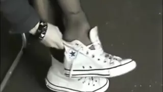 converse shoeplay in socks and stocking