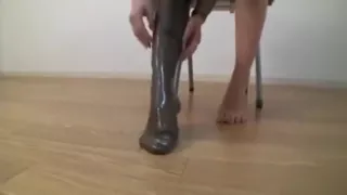 Asian girl in latex extreme breathplay