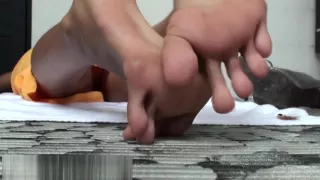 closeup long toes asian