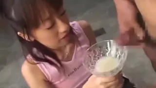 Japanese teenager drinks trophy cup full of cum (partially sped up)