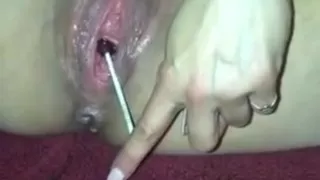 Squirting with a lollipop inside my pussy