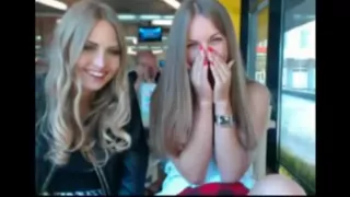 Two Girls taking off their Clothes in Public Cafe while