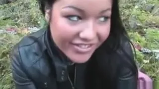 Pretty Brunette Amateur Smoking Pole Outdoors Pov