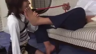 girl slave lick master's feet