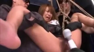 Suspended Rough Toyed Hairy Asian Teen