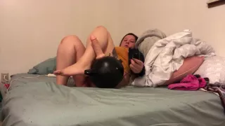 Bbw teen with tight pussy can’t fit large dildo