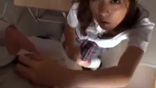 Beautiful Japanese Teen Works Her Hands And Lips On A Fat D