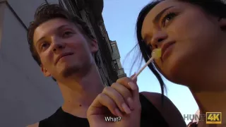 HUNT4K. Pretty brunette fucked by stranger to earn cash for ring