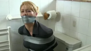 Taped up in the bathroom
