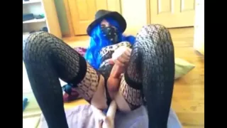Spab1 Blue hair femboy dildo ride