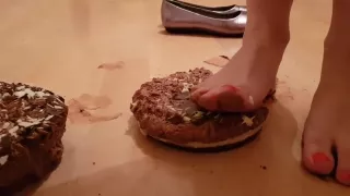 Crushing Chocolate Cake With Bare Feet Messy Sticky Chocolate Ballet Shoes