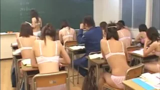 sweet japanese ladies in classroom just in their sweet lingerie