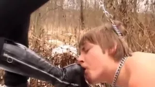 Russian Outdoor Ballbusting in the Snow