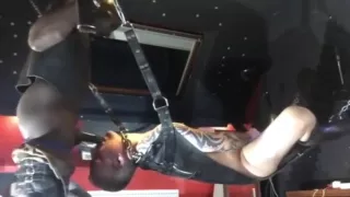 black guy breeds daddy then fuck his cum in with a strapon